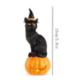thumbnail image 3 of Halloween Black Cat Pumpkin Lamp, Light Up Resin Cat Statue, Indoor Outdoor Tabletop Decor for Porch Mantel Patio Party Halloween Display, 3 of 6