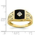 thumbnail image 3 of 10k Yellow Gold Solid CZ & Onyx Men's Band Ring, 3 of 3
