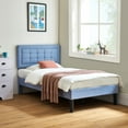 thumbnail image 3 of VECELO Twin Size Upholstered Bed Frame, Modern Platform Bed Frame with Adjustable Button Tufted Headboard for Bedroom, No Box Spring Needed, Easy Assembly, Light Blue, 3 of 6