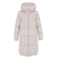 thumbnail image 3 of Women's Mid-Length Hooded Puffer Coat, Thickened Plus Size Jacket, Winter Casual Outerwear, Warm Quilted Parka, Solid Color Cotton Coat, Everyday Winter Coat White XXXL, 3 of 5