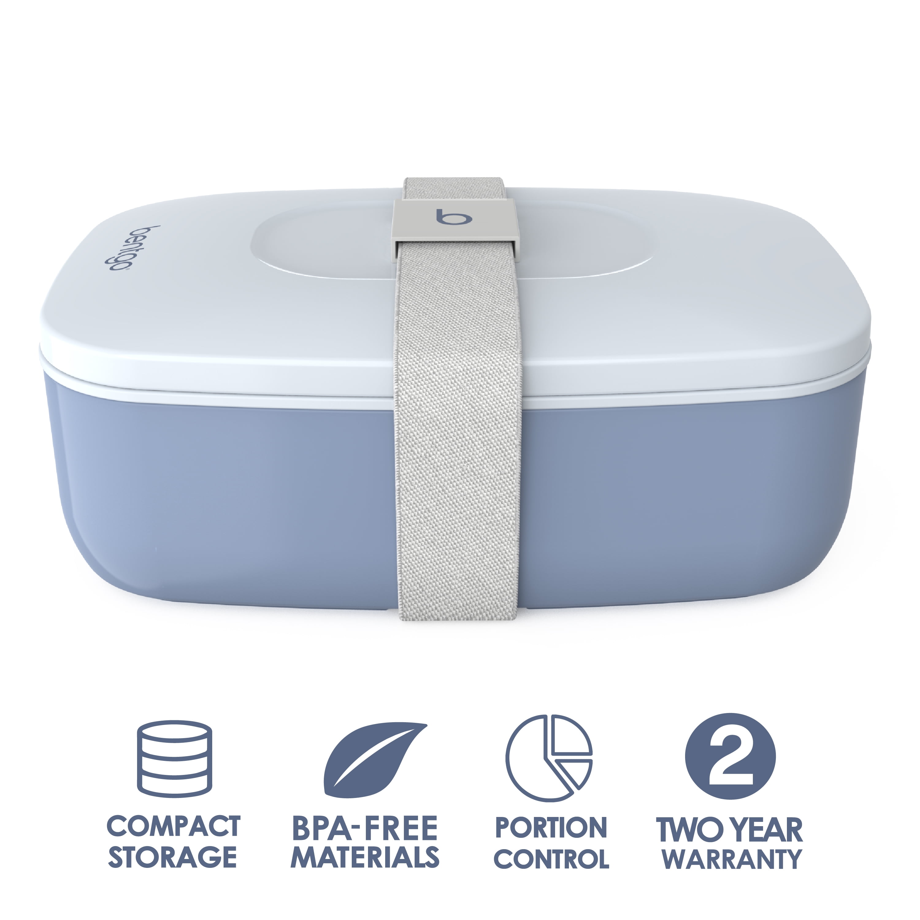  Bentgo® Classic - Adult Bento Box, All-in-One Stackable Lunch  Box Container with 3 Compartments, Plastic Utensils, and Nylon Sealing  Strap, BPA Free Food Container (Blue): Home & Kitchen