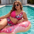 thumbnail image 2 of Agnes Orinda Women's Plus Size 2 Piece Bikini Sets Swimsuits Floral High Waisted Push Up Printed Beach Vacation Pool Party Bathing Suit 1X Rose Red, 2 of 8