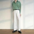 thumbnail image 4 of Pantalones de color caqui con diseño trenzado para hombre, pantalones de traje rectos y ajustados para hombre, elegantes, de lujo, antiarrugas, a la moda, estilo vintage, 4 of 4