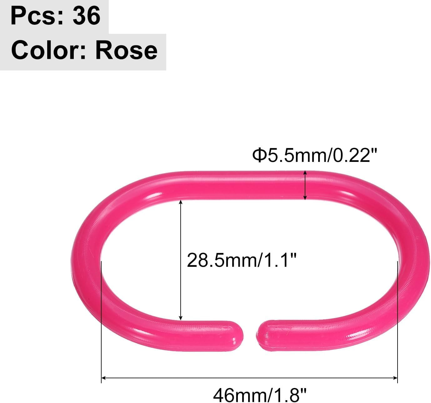MKEUDQ-36 Pcs Shower Curtain Hooks, C-Shaped Plastic Shower Curtain Rings for Bathroom Rings, Shower Window Rods, Shower Curtain, Changing Room, Dressing Room (Rose)