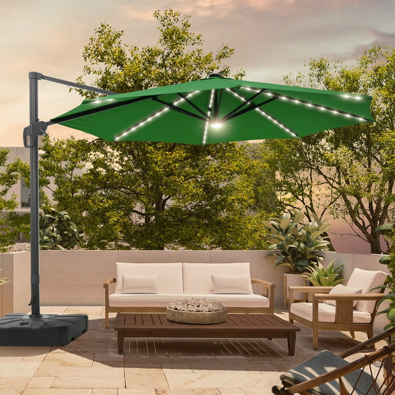 11 ft led round offset outdoor patio umbrella Best Choice Products 10ft 360 Rotating Cantilever Easy Auto Open w/ Solar Lights Upgrade your outdoor living with this patio cantilever umbrella with solar lights ENSTVER 11FT Solar Powered LED