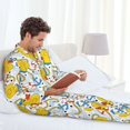 thumbnail image 6 of Salouo Ducks and Anchors Print Button-Front Long Sleeve Pajama Set for Men, Soft 2Pjs Men's Long Sleeve Sleepwear-Medium, 6 of 7