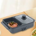 thumbnail image 3 of DENEST 2 in 1 Electric Barbecue Hot Pot Pan Smokeless Portable Grill Non-Stick Pan Black, 3 of 12