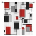 thumbnail image 2 of Red Grey Black Semi Sheer Curtains Drapes for Living Room, Bedroom, French Doors Window 84 Inches Long, Geometric Abstract Art Modern Irregular Rod Pocket Chiffon Curtain Drapery Voile Drape Panel, 2 of 6