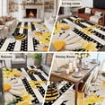 thumbnail image 5 of 5'x7' Area Rugs, Spring Bees Daisy Indoor Outdoor Area Rug for Living Room Bedroom, Rustic Tulips Dots Black Striped Burlap Washable Bathroom Rugs Kitchen Floor Carpet Mats Home Decor Aesthetic, 5 of 8