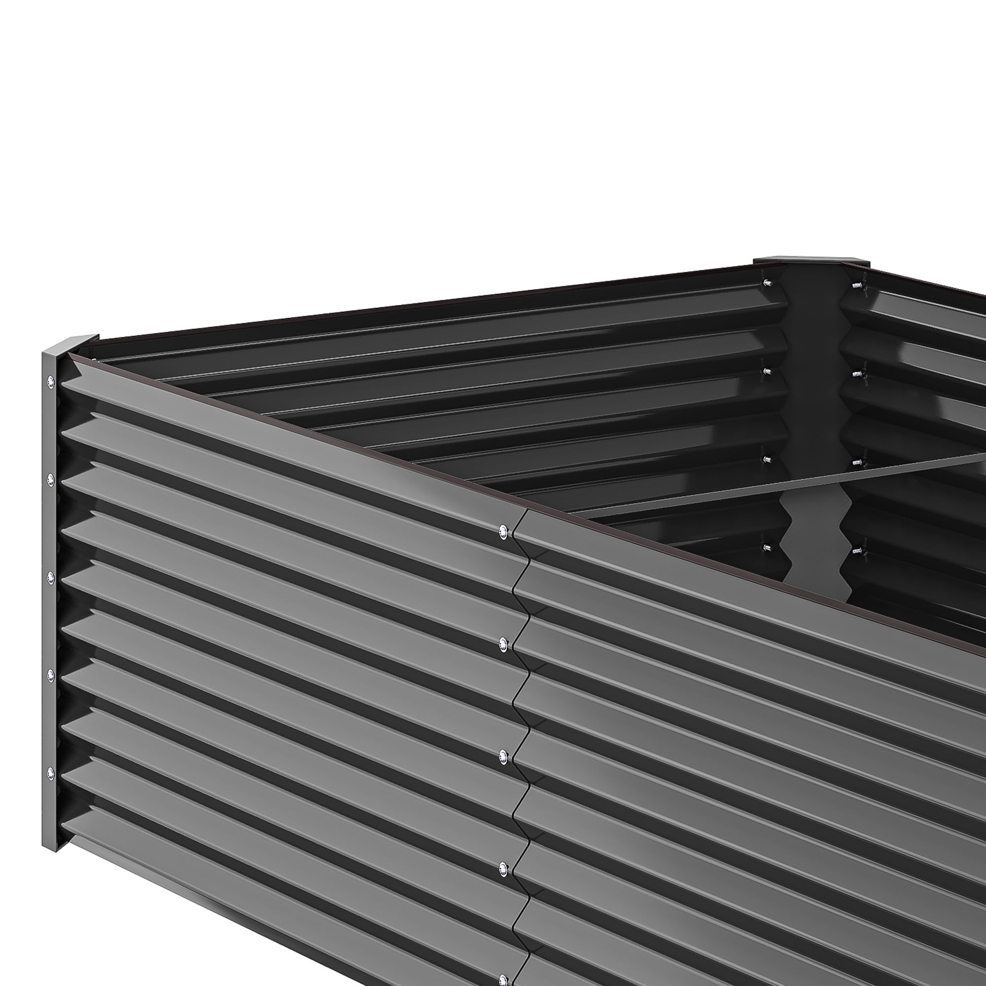 Uforic 2 Pack 8x4x2 ft Black Galvanized Raised Garden Bed Kit, Metal Planter Box with Gloves, Ground Nails & Support Rod, Outdoor Above-Ground Planter for Plants, Vegetables, and Flowers