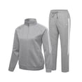 thumbnail image 2 of Women's 2Pc Full Zip Tracksuit, 4 Way Stretch with Reflective Stripes & Zipper Pockets for Golf Running Gym Light Grey XL, 2 of 9