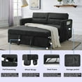 thumbnail image 3 of 54.5" Pull Out Sofa Sleeper Couch, 3-in-1 Convertible Sleeper Sofa Bed for Living Room Apartment, Breathable Chenille Adjustable Sleeper Loveseat with Pull Out Bed and Side Pockets, Black, 3 of 8