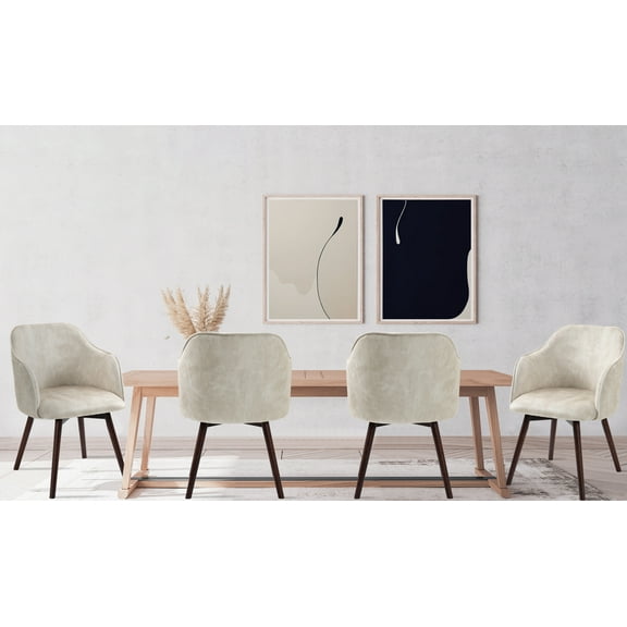Upholstered Dining Armchairs - Gray -Set of 4