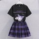 thumbnail image 2 of Anime Kuromi Girls Jk Skirt Skirt Short Sleeve Kawaii Summer Cotton Casual Cartoon Academic Style Student Fashion Short Sleeve, 2 of 5