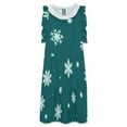 thumbnail image 3 of Snowflakes on Teal Background Women's Fashion Casual Dress Summer Stand Up Collar Ruffles Sleeve Dress Elegant Dresses, 3 of 4
