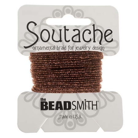 Soutache Cord - BeadSmith Textured Metallic Soutache Braided Cord 3mm Wide - Bronze (3 Yards)