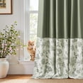 thumbnail image 4 of Cortinas Blackout jinchan de lino sintético con estampado floral verde 213x214 cm, 4 of 6