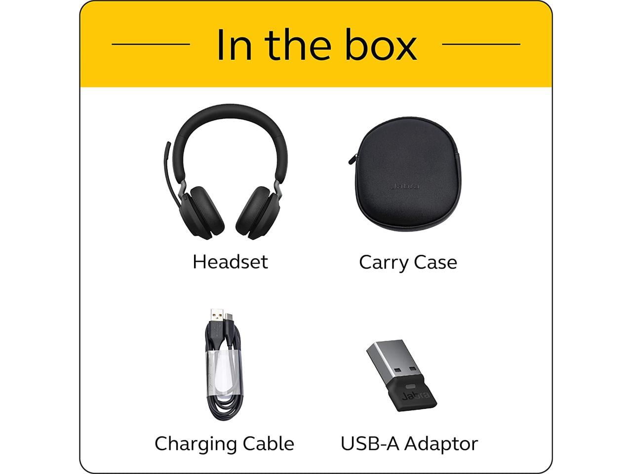 Jabra Evolve2 65 MS Wireless Headphones W/Link 380a Stereo Microsoft Teams