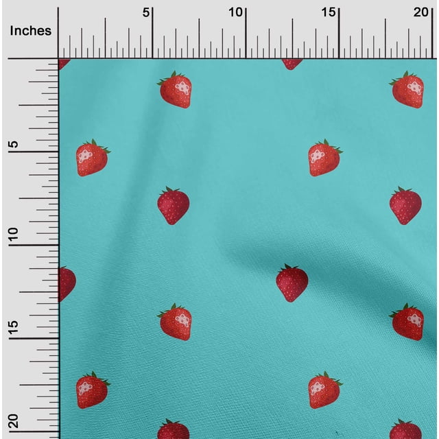 oneOone Cotton Flex Fabric Strawberry Fruit Decor Fabric Printed BTY 40 Inch Wide