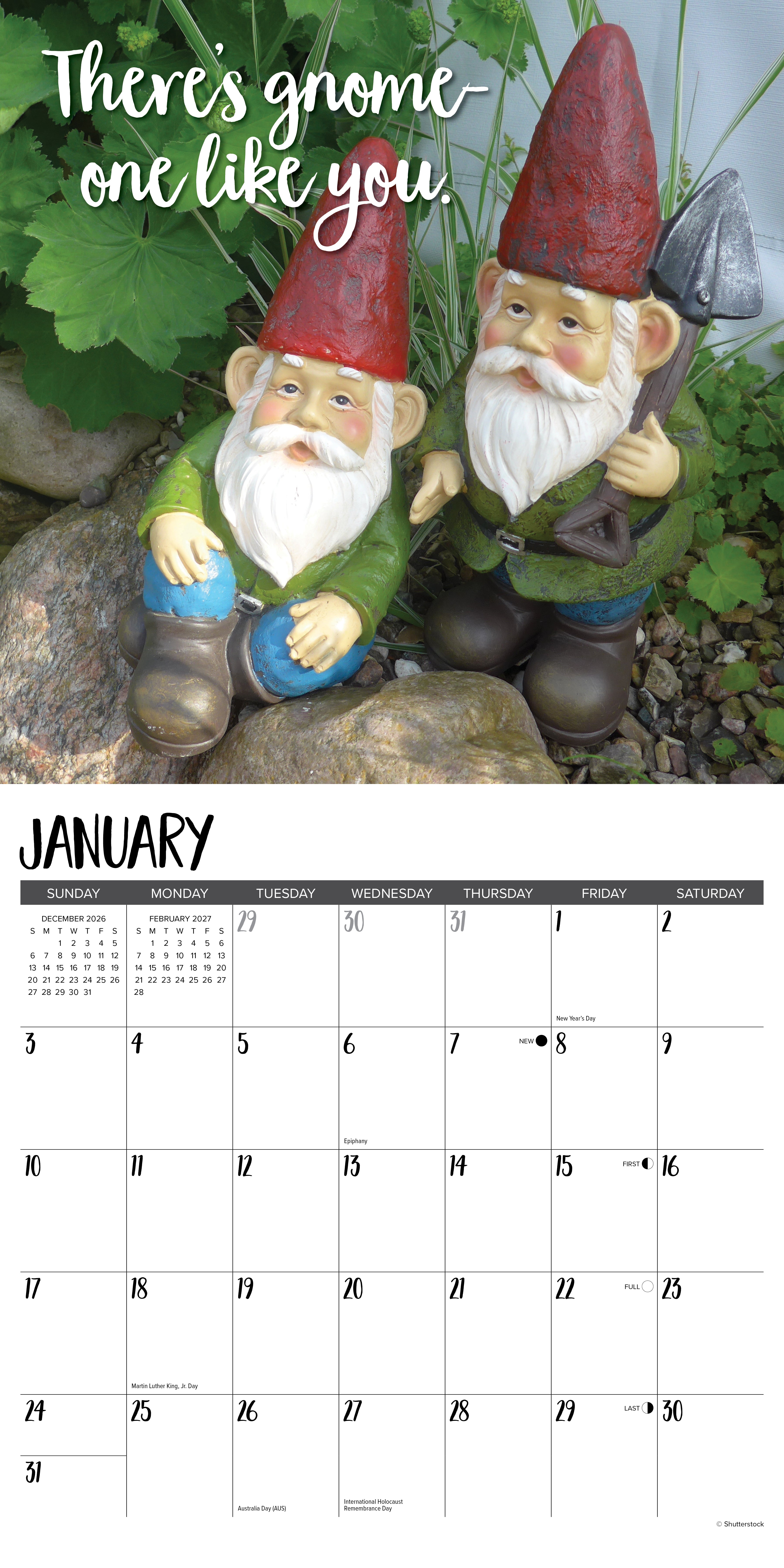 Willow Creek Press, Garden Gnomes 2027 Wall Calendar