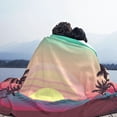 thumbnail image 5 of XMXT Flannel Throw Blanket for Couch, Warm Flat Sunset Coconut Trees Pattern Bed Sofa Decor Blankets for Home Bedroom, 60 x 50 inches, 5 of 8