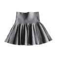thumbnail image 2 of Girls High Waisted A-Line Skirt Stretchy Knitted Cute Flared Pleated Skater Uniform Skirts, 2 of 5