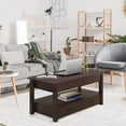 thumbnail image 3 of Table Basse à Plateau Relevable à 2 Tiroirs avec Compartiment Caché et Étagères de Rangement, 3 of 8