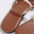 thumbnail image 5 of Sandals For Women Casual Indoor And Outdoor Versatile Plus Size Solid Color Pearl Round Toe Open Toe Flat Weave Womens Sandals for Summer, 5 of 7