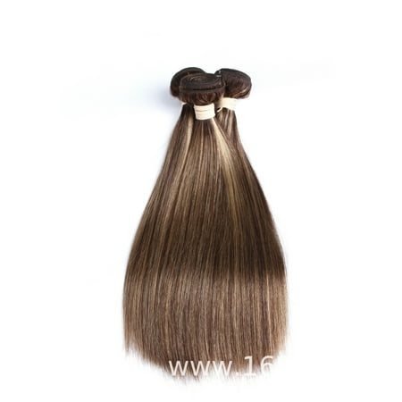 Allrun Brazilian Virgin Hair Straight p4/27 Piano Mixed Color 16 Inch Brazilian Straight Hair Weaving Human Hair Weave,