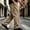 Khaki, variant on Men Soft Knit Cargo Sweatpants Sevevn Oversized Side Patch Utility Pockets Elastic Waist Wide Straight Leg Solid Loose Trousers For Street Sports And Daily Relax Wear