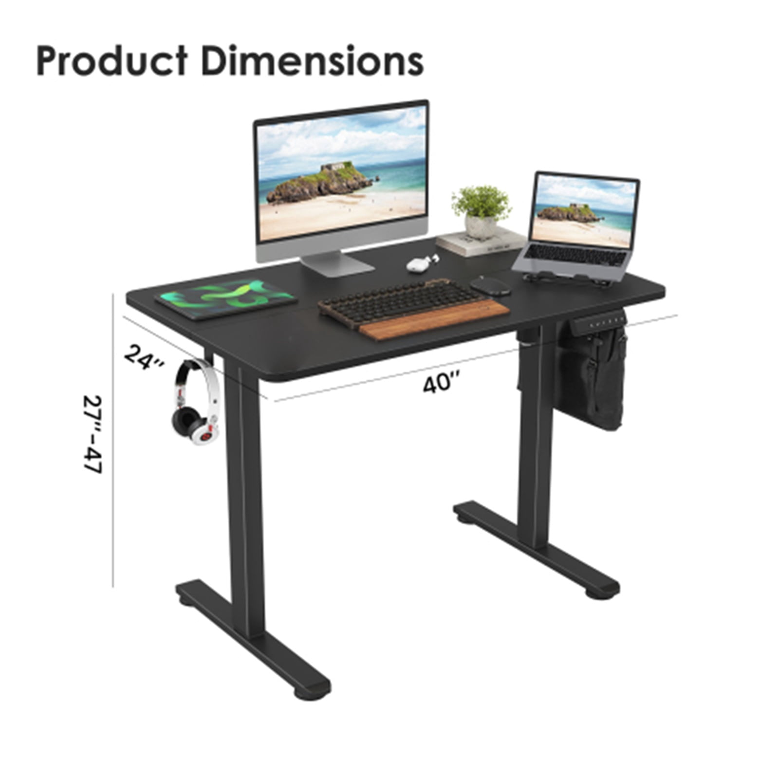 Standing Desks That Raise Up and Down  Large Adjustable Height Raising Desk for Ergonomic Home Office Efficiency