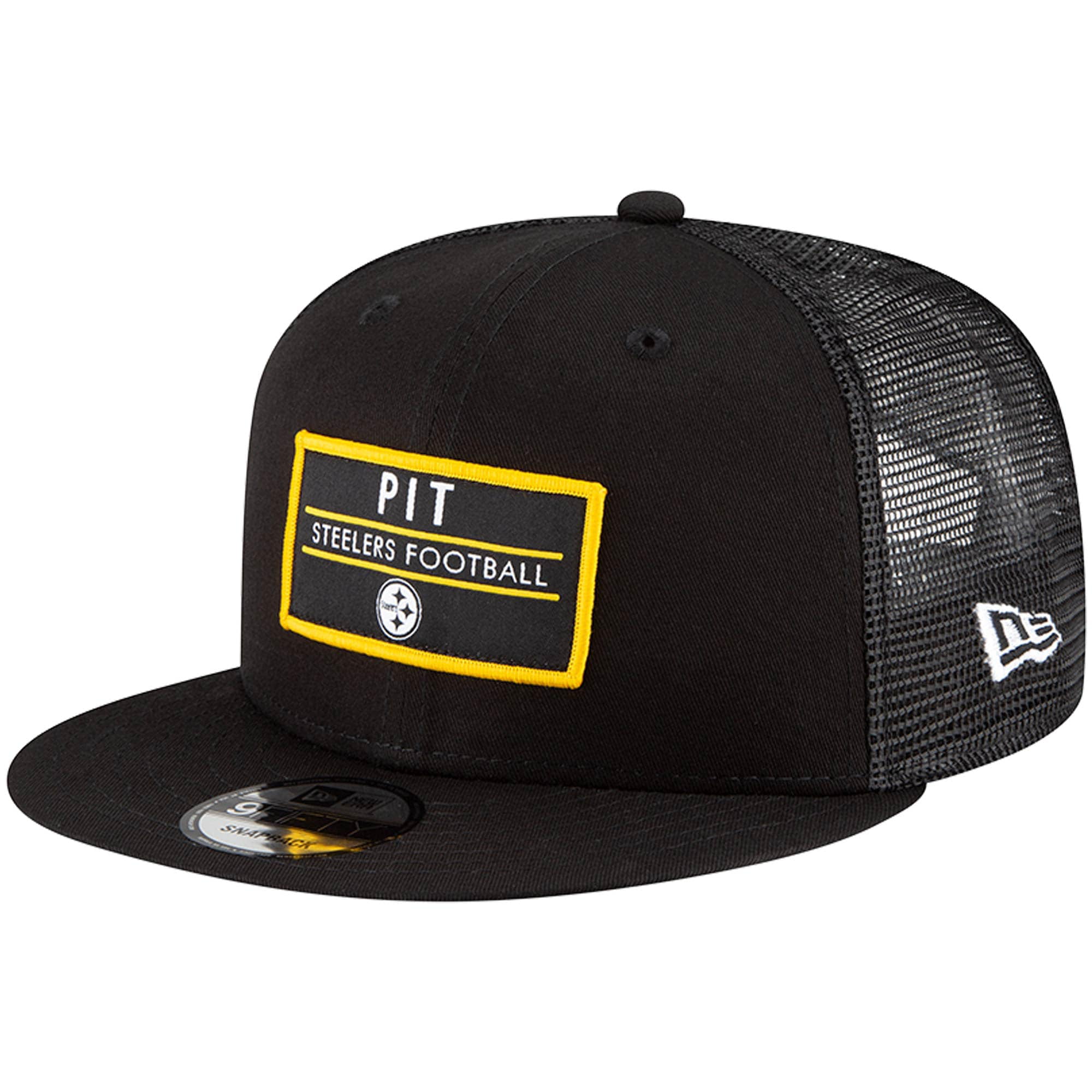 Pittsburgh Steelers New Era Bar Trucker 9FIFTY Snapback Hat - Black ...