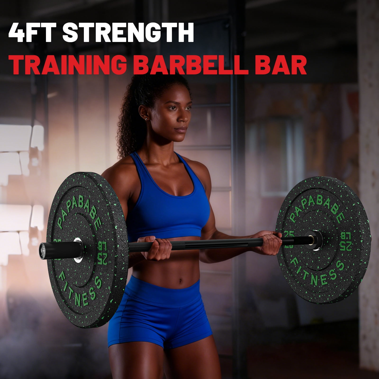 ROALW 4 FT Olympic Barbell Bar - 500 lb Capacity for Weightlifting, Powerlifting, Deadlift & Squat - Strength Training Barbell, Black