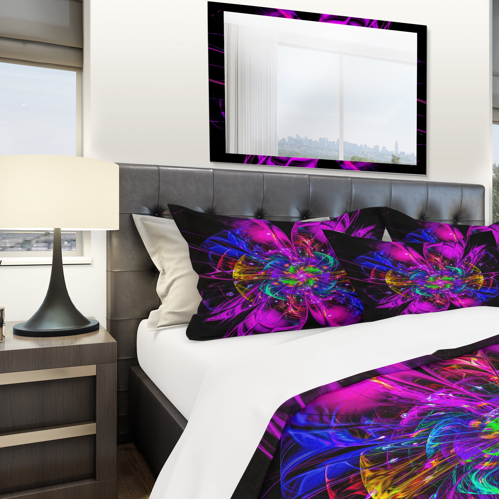 Designart 'Ideal Fractal Flower Digital Art in Purple' Modern & Contemporary Duvet Cover Set