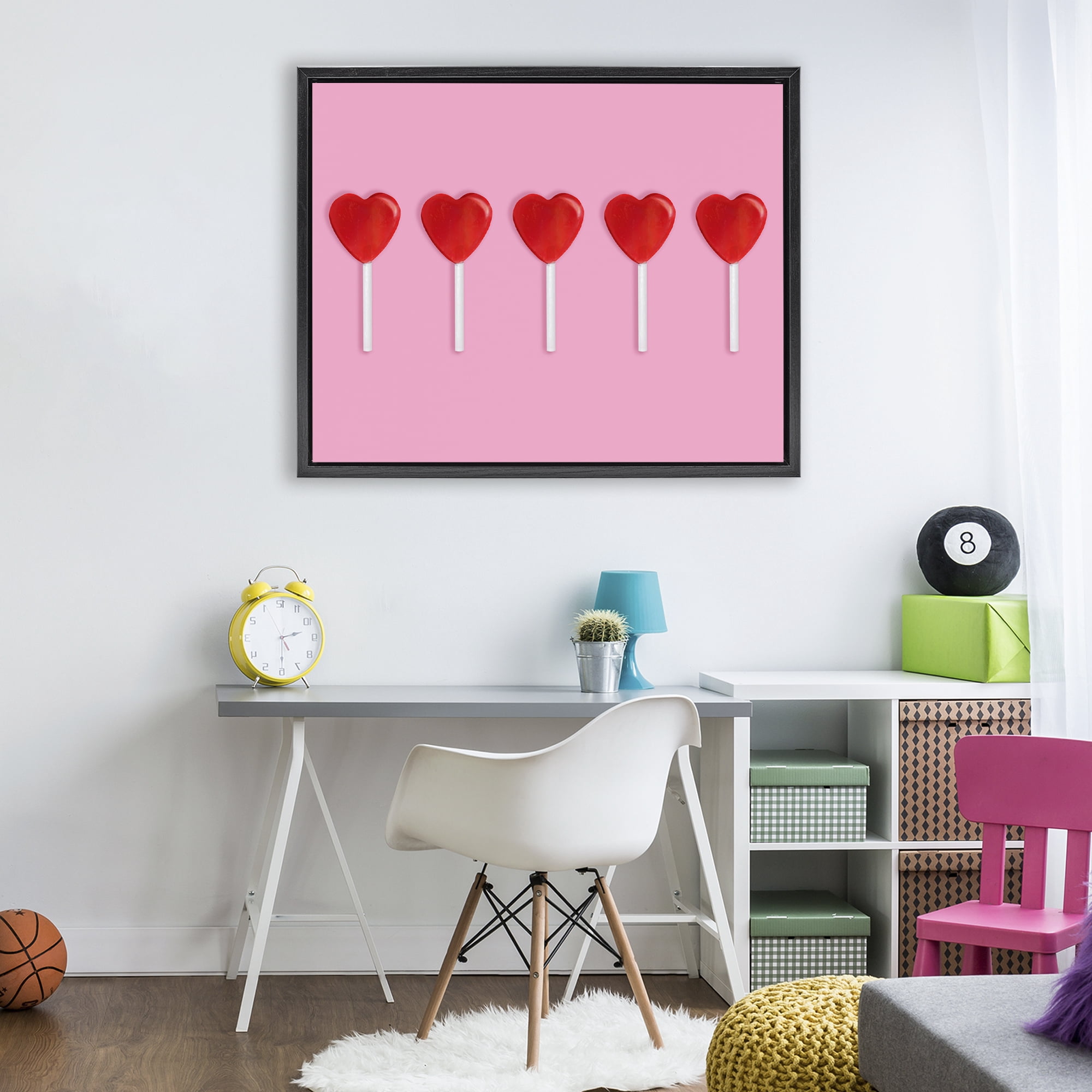 Stupell Industries Valentine's Heart Pops Black Framed Floater Canvas Wall Art, design by LISH Creative