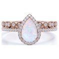 thumbnail image 1 of JeenMata Anillo de Bodas Vintage de 1,50 Uds con Halo de Ópalo de Fuego y Moissanita en Forma de Pera Engastado en Oro Rosa de 18 K sobre Plata, 1 of 6