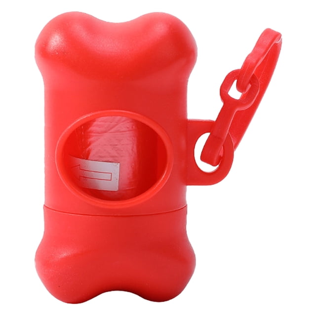 Bone Shape Dog Poop Bag Dispenser - Portable Waste Holder, Leash Attachment, Plastic
