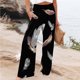 thumbnail image 1 of WILLBEST Pantalones Casuales para Mujer: Cómodos Pantalones Largos de Pierna Ancha con Cordón En La Cintura Alta para Uso Diario. Grande, 1 of 3