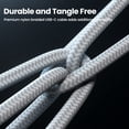 thumbnail image 6 of Fasgear Type C to Type C 3.2 Gen 2x2 Cable 10ft, 20Gbps 4K Video 100W Braided Right Angle Type C Cord Compatible for M1 MacBook Pro,iPad Pro,Galaxy S22,Laptops,Monitors,Dock,PS 5,USB-C Devices (Grey), 6 of 9