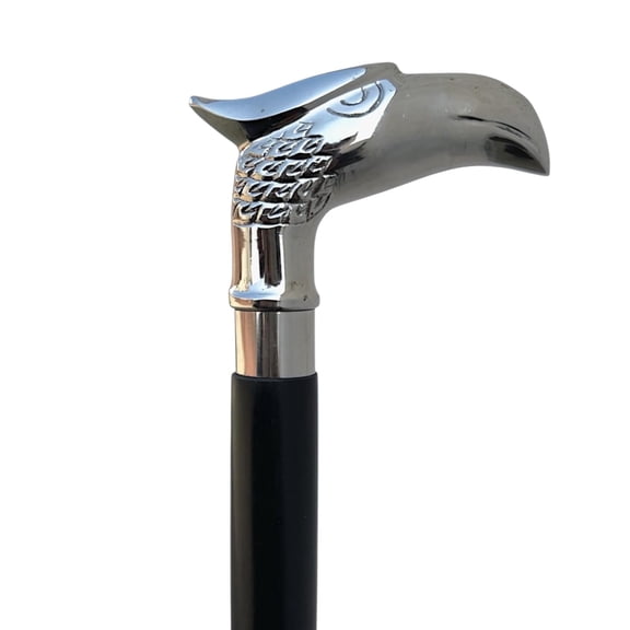 Eagle Head Walking Stick – Silver Iron Handle Wooden Cane for Men & Women, Stylish Vintage Fancy Cane