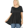thumbnail image 4 of Zenana Women & Plus Round Neck Brushed DTY Short Sleeve Ruched Tunic Blouse Top, 4 of 4