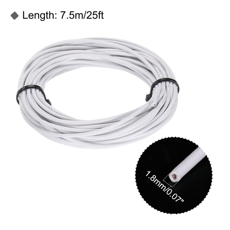 UL1007 20AWG Gauge Stranded Hook-Up Wires, PVC Electrical Wire Tinned  Copper Wire 7.5m/25ft White 