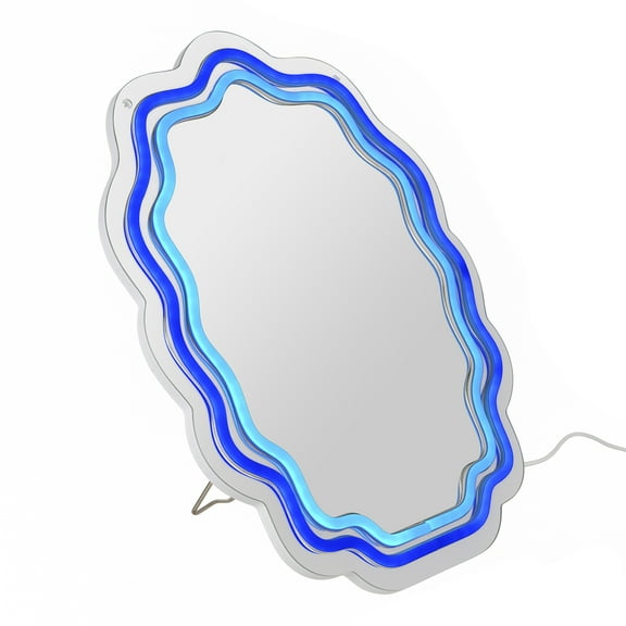 15" Blue LED Neon Light Squiggle Shape Mirror by Ashland® - Spring Home Decor