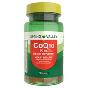 Spring Valley CoQ10 Dietary Supplement Softgels for Heart Health, 50 mg, 30 Count