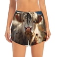 thumbnail image 3 of Uemuo Adorable Flower Field Cow Pattern Women's Athletic Shorts High Waisted Running Shorts with Liner Pockets Gym Elastic Workout Shorts-XX-Large, 3 of 9