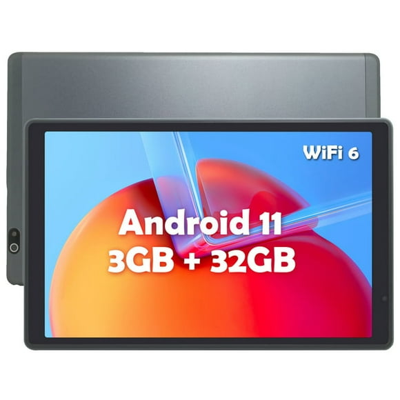 Tablette 10 Pouces Android 11 Tablettes 3 Go de RAM 32 Go de Stockage HD Tablettes à Écran Tactile WiFi 6, 6000 mAh Type-C, Tablette pour Enfants, Corps en Métal (Argent)