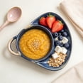 thumbnail image 4 of Handmade Ceramic Soup Bowl With Attached Side Plate, 280ml Soup Cup With Handle, Serving Bowl For Soup, Salad, Pasta, Oatmeal, Microwave Safe Tableware, Ceramic Bowl for Home Kitchen Daily Meals, 4 of 5