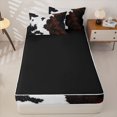 thumbnail image 4 of Manfei Retro Cow Print Zipper Twin Comforter Sets with Fitted Sheet and 2 Pillowcases,Abstract Animal Spot Zipper Bedding Set,Black White Brown,Reversible, 4 of 7