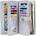 thumbnail image 2 of Cartera grande de piel para mujer, cartera grande para mujer, muchos compartimentos con 24 ranuras para tarjetas, cartera larga para mujer, protección RFID, 2 of 6
