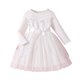 thumbnail image 1 of Vestido de Manga Larga para Niñas con Nudo de Arco Y Cinturón, de Moda de Color Sólido de Malla de Manga Larga para Niños 3-10 Años, 1 of 9